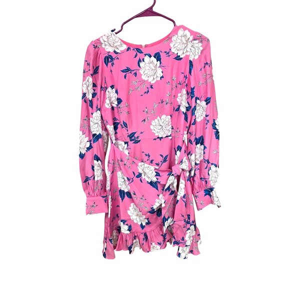 Yumi Kim Velvet Morning Hot Pink Daphne Dress Size 2 Floral Silk Long Sleeve - Picture 1 of 8